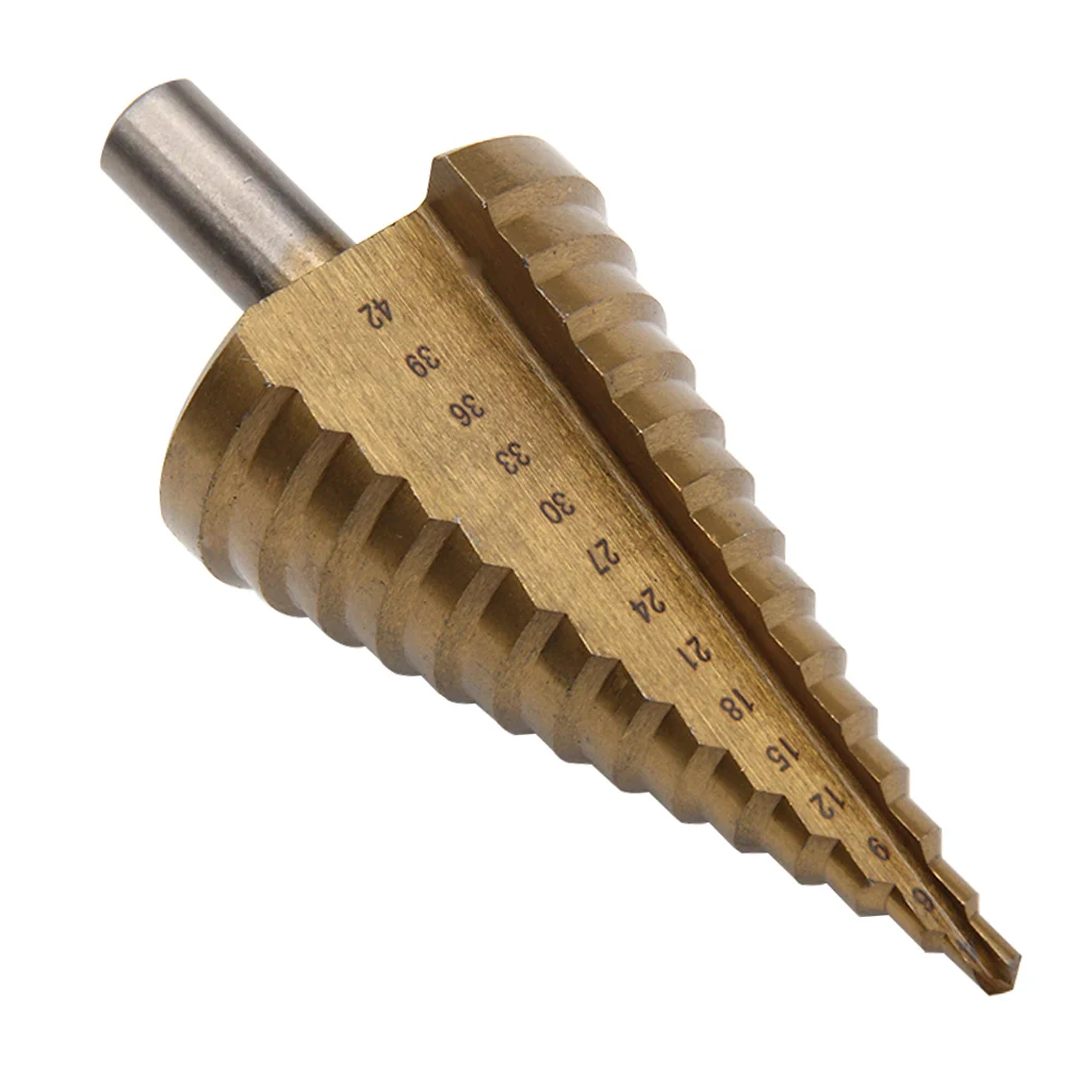 HSS 스텝 드릴 비트, 티타늄 생크, 목공 전동 공구 생크, 4mm-42mm