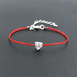 BPPCCR Crystal Rhinestone Love Heart Shape Charm Bracelet For Women Couples Red Rope Thread Lucky Braided Bracelets Girls Gifts