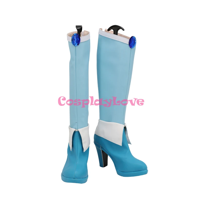 CosplayLove healing in 'good Pretty Cure Sawaizumi Chiyu Cure quinn blu scarpe Cosplay stivali lunghi pelle su misura