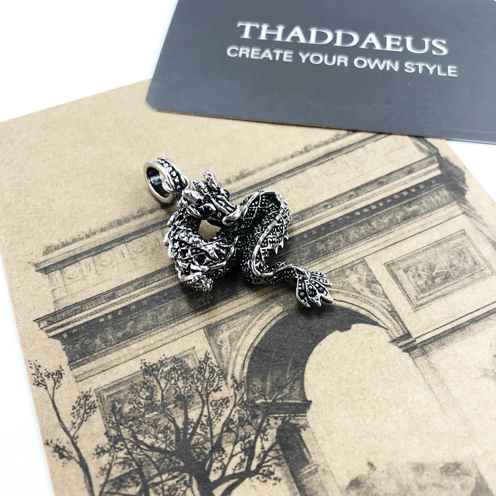Anhänger Drache Schwarz Marke Modeschmuck Europa 925 Sterling Silber Accessoires Geschenk für Frau und Männer – Detail 6