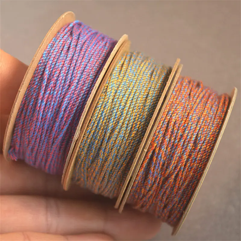 1.2mm Colorful Cotton Cord for Tassel Hand Twisted Threads for Making Bracelets Malas Multi Colors C20-1