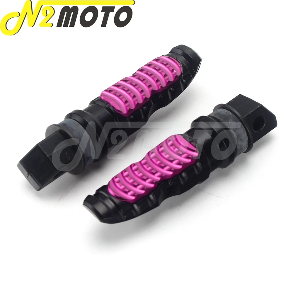 Universal Motorcycle Rear Passenger Footrest Purple Foot Pegs Pedals Scooter Footpeg Motorbike Pedal Modification Aluminum 2pcs