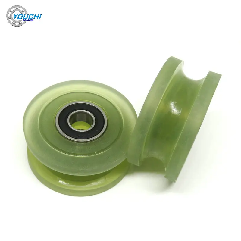 2pcs OD 40mm Polyurethane U Groove Roller With Double 6008RS Bearings 10x40x18mm PUUT680040-18 Robotic Hand PU Rubber Bearing