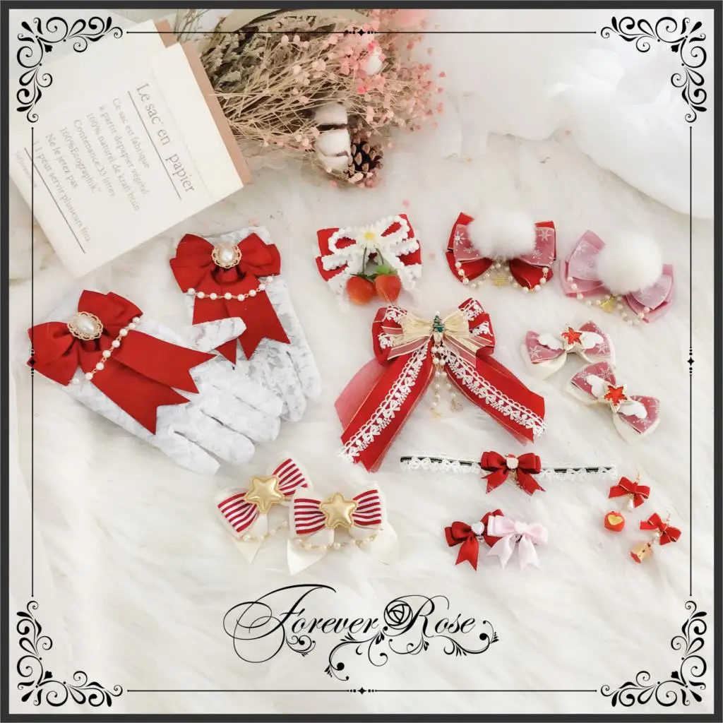 Original Handmade Christmas Theme Gadget Collection Lolita Red Series Hair Accessories for Women