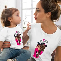 Matching Family Outfits Super Mom and Daughter Print Kids Girls T-shirt Mother's Day Present Clothes Kids and Women Funny Tshirt