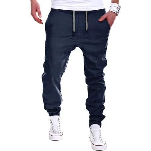 Buyfun Fashion Male Sports Solid Color Drawstring Casual Long Pants