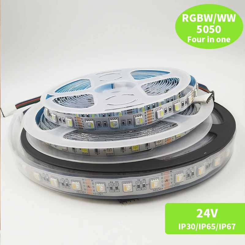 FLDJL 5M 300leds DC 24V RGBW/RGBWW 4 color in 1 led chip 60Leds/m  Waterproof IP30/65/67 5050 SMD flexible LED Strip light