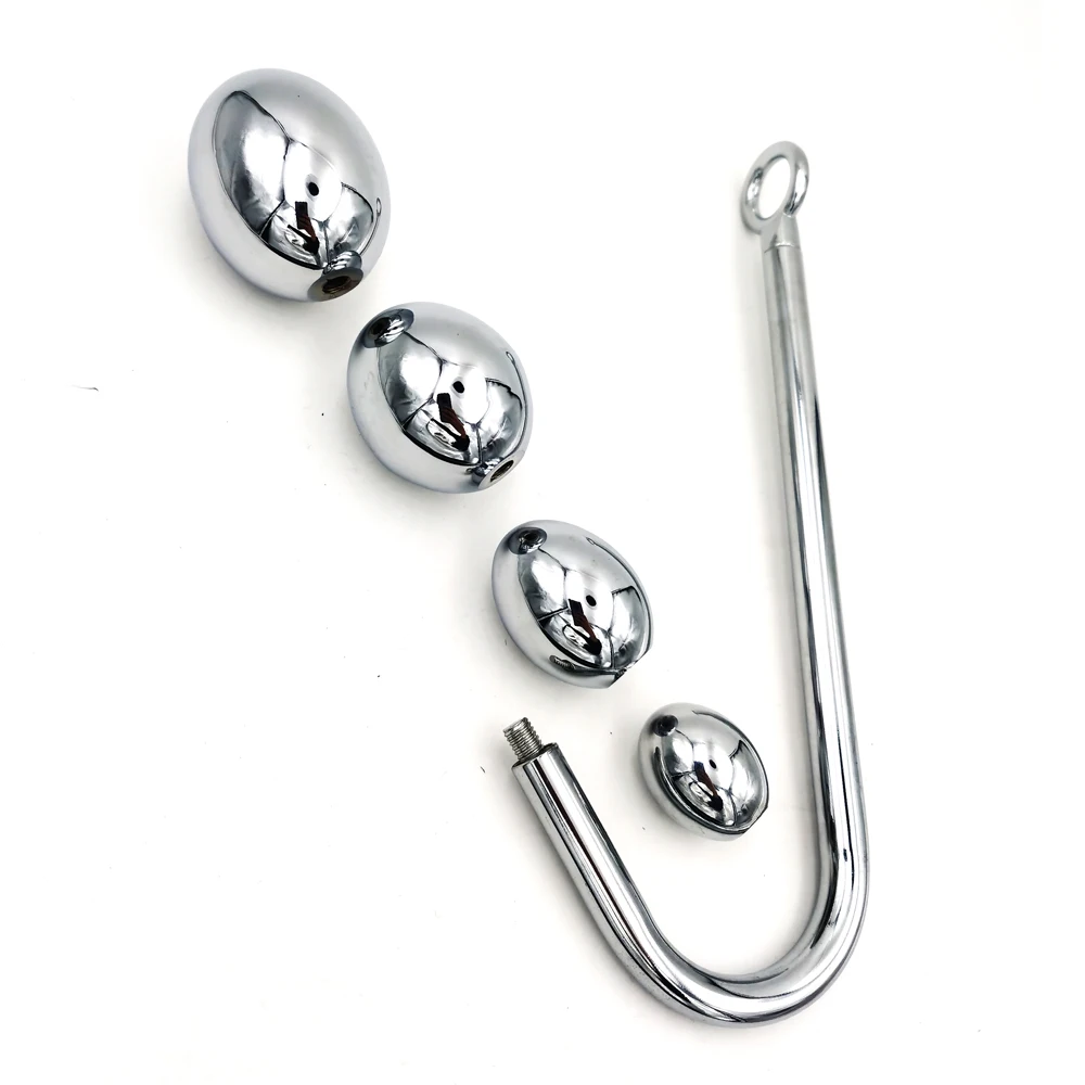 Stainless Steel Anal Dilator Butt Plug Sex Toys for Men Women Anus Hook Rreplaceable Ball Metal Anal Plug Sex Slave Adults BDSM