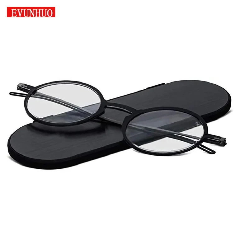 

Manhattan reading glasses + Milano anodized aluminum, magnetic case | Round black frames Presbyopia Reader Hyperopia Eyewear