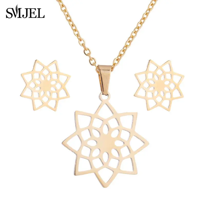 Winter Fashion Snowflake Necklace & Earrings Set