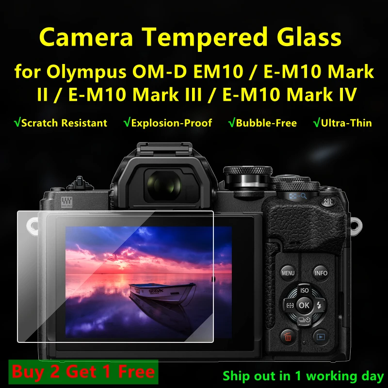 

OMD EM10 Mark IV 4 Camera Glass Hardness Tempered Glass Ultra Thin Screen Protector for Olympus OM-D EM10 E-M10 Mark II 2 III 3