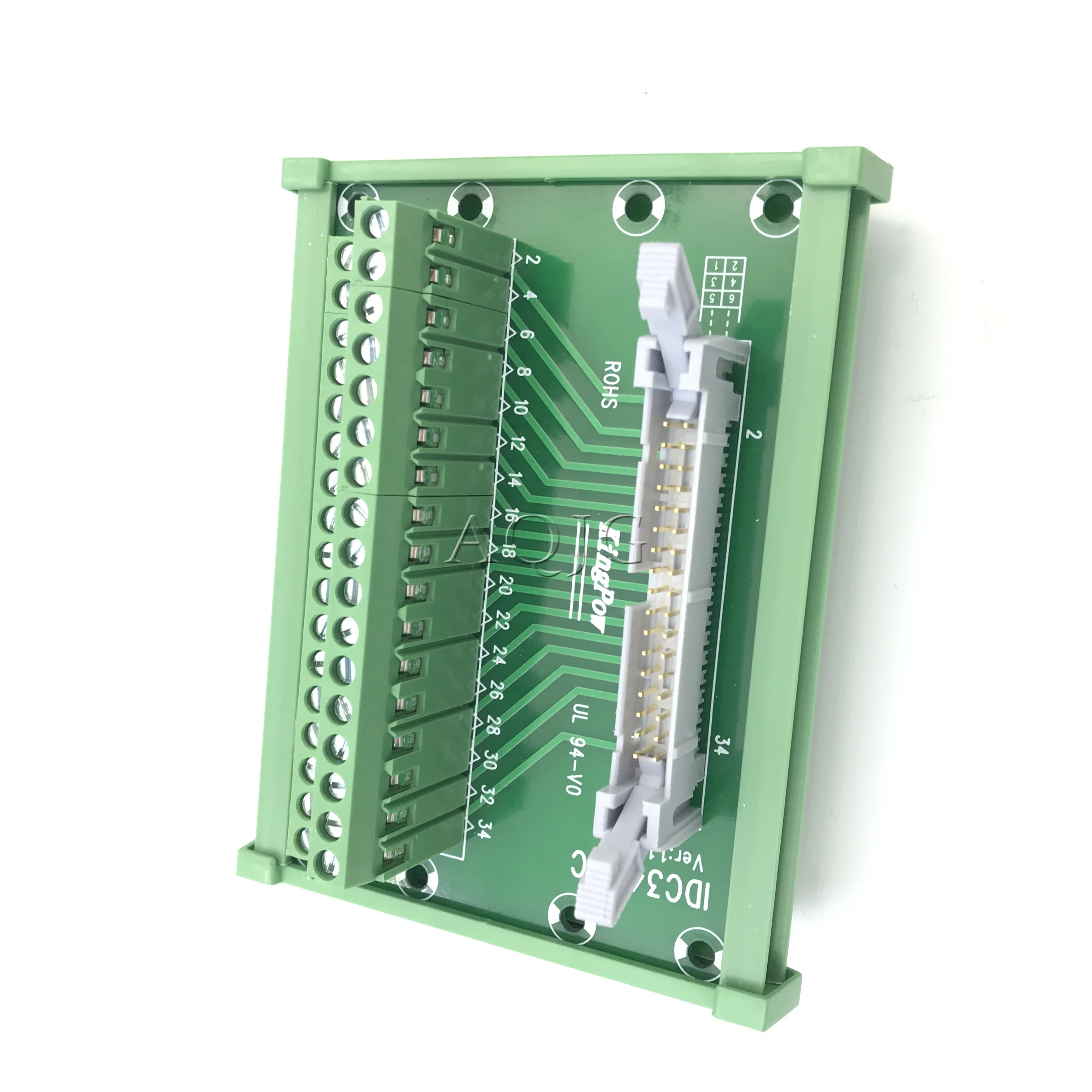 IDC34P IDC 34 Pin Male Terminal Block Breakout PLC Relay Terminals DIN Rail Mounting Adapter Connector