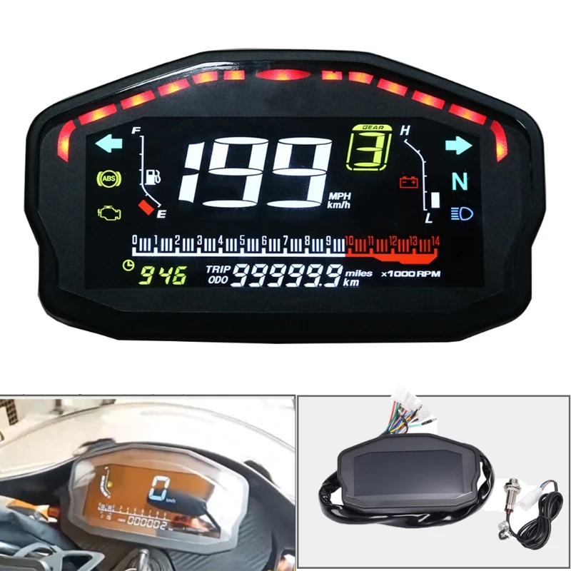 

Wearproof Motorcycle Instrument Universal Water Thermometer Digtal Speedometer Meter Display Dashboard