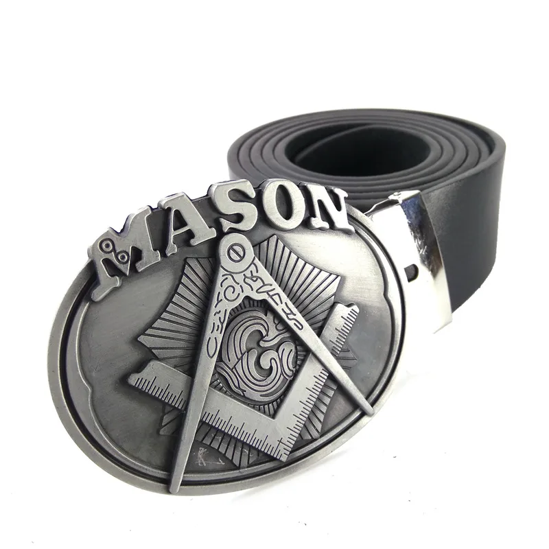 

Fashion Male Accessories Designer Belts Men High Quality Pu Leather Belt with Freemason G Belt Buckle Metal