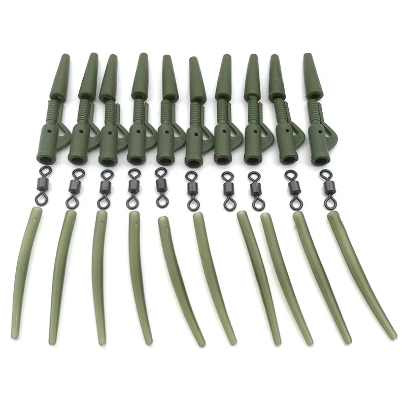 40PCS Carp Fishing Lead Clip Rolling Swivels Tail Rubber Anti Tangle Sleeves for Carp Rigs Fishing Accessories