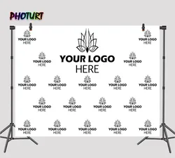 PHOTURT Custom Own Logo Photography Backdrop Birthday Wedding Ceremony Background Repeat Trademark Vinyl Photo Studios Props