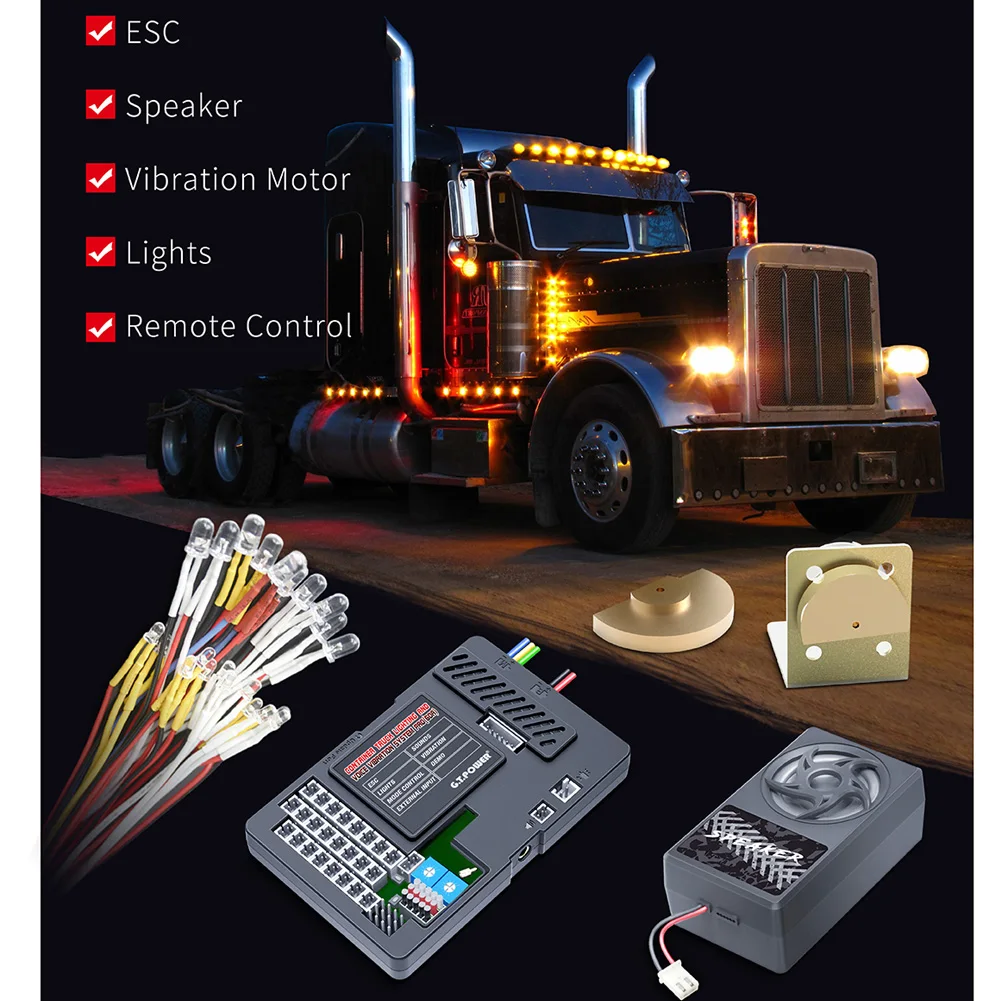 G.T.Power Container Truck Lighting And Voice Vibration System PRO With 60A ESC Output For RC Car Accessories Parts