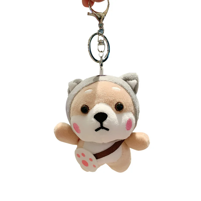 10-20cm Cute Plush Toy Keychain Kawaii Bag and Key Pendant Stuffed Animals Kids Toys Hamster Dinosaur Yoga Pig Frog Shiba