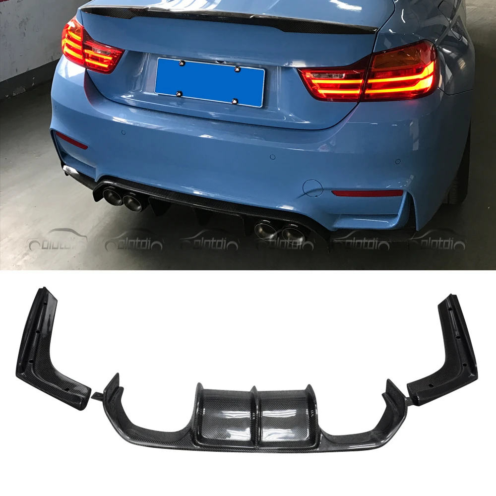 V Style Carbon Rear Bumper Lip Shark Fin Spoiler Diffuser Protector for BMW F80 M3 F82 F83 M4 Body Kits