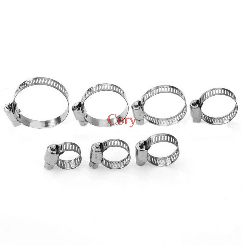 60PCS/set Fit Hose Diameter: 8-12mm, 10-16mm, 13-19mm, 16-25mm, 19-29mm, 22-32mm, 25-38mm Stainless Steel Hoop Clamp Hose Clamp