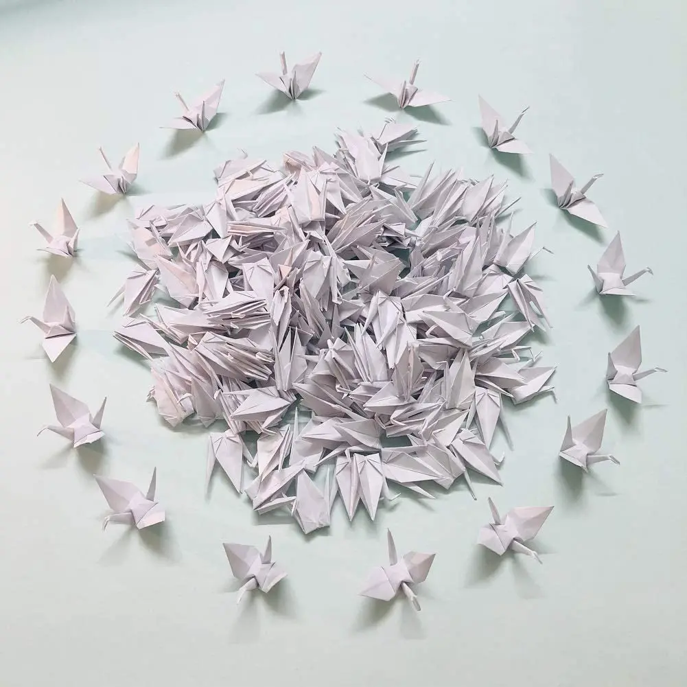 

150Pcs Folded White Origami Paper Crane Handmade DIY Bird Garlands for Wedding Party Birthday Baby Shower Streamer Peace Dove