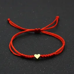 Love Heart Charm Bracelet Star Red String Bracelet Wish Good Lucky Rope Braided Adjustable Couple Bracelets Women Men Jewelry