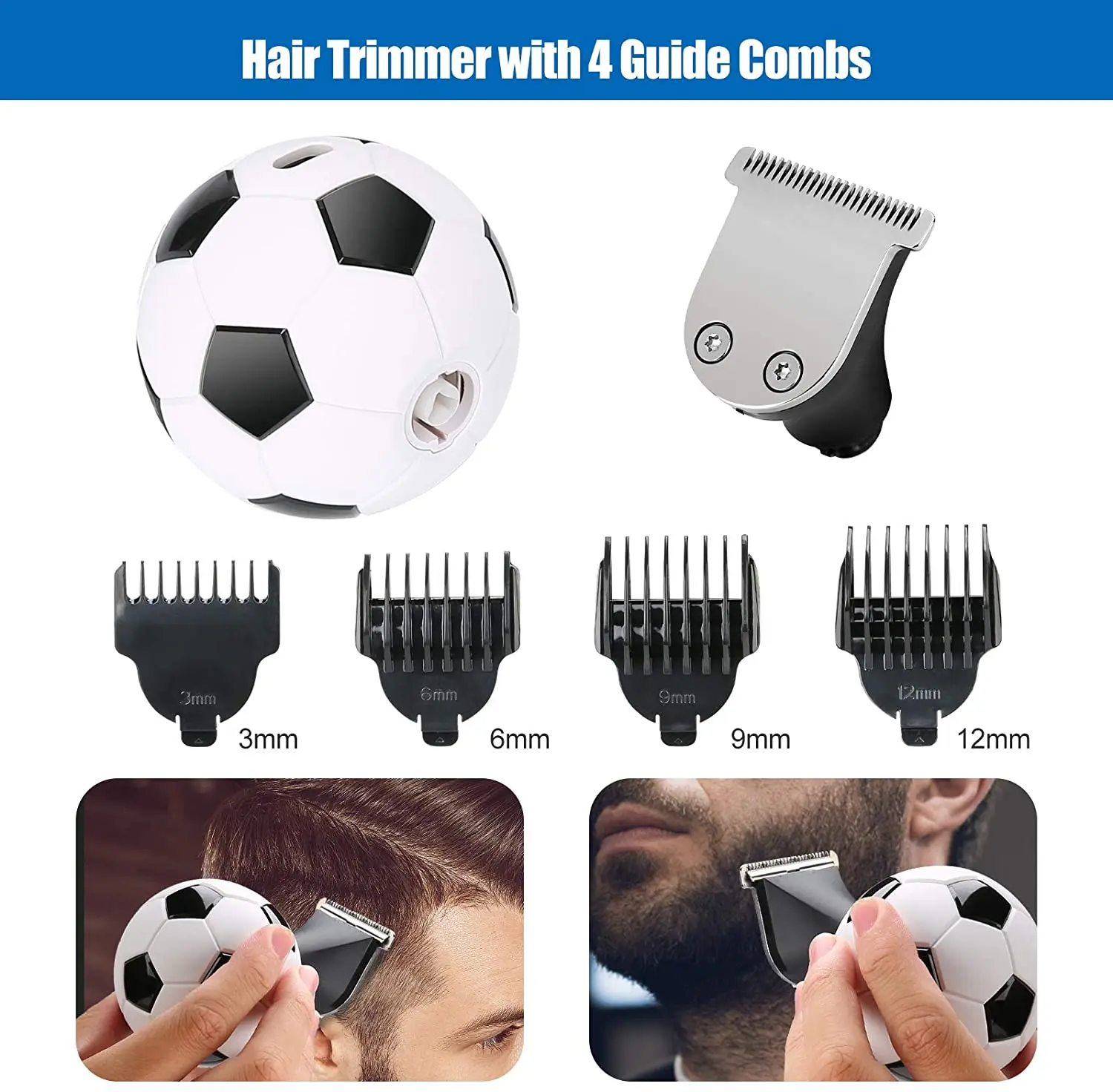 5-in-1 Electric Football Shaver for Men Bald Head Razor Grooming Kit Multifunctional Cordless Hair Clippers Rotary Shavers