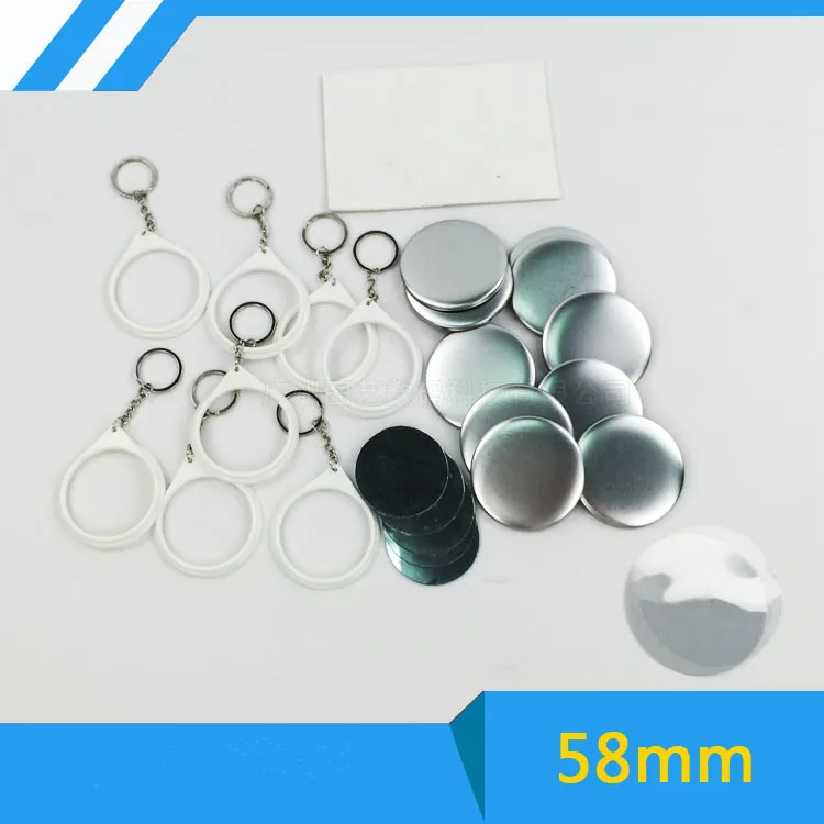 58mm 100Sets Mirror Keychain Button Supply Materials for NEW Professional Badge Button Maker