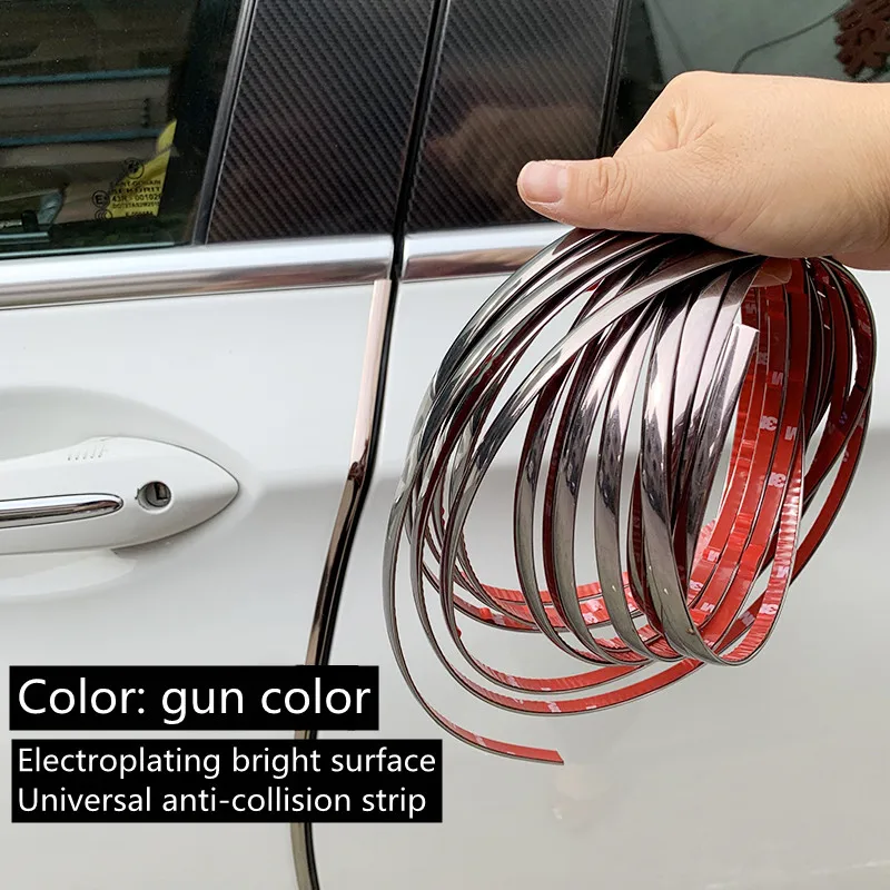 Gun color Car Chrome Styling Decoration Moulding Trim Strip Tape Auto DIY Protective Sticker 6mm 9mm 10mm 12mm