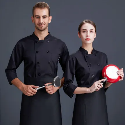 Doppio-petto Giacca Corta-maniche lunghe Chef Uniforme Unisex di Estate di Cottura Della Cucina Ristorante Hotel Parrucchieri Salone Camicia di Lavoro