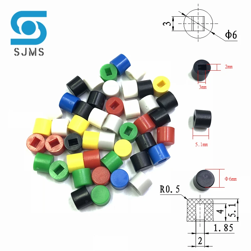 100Pcs A28 Tactile Push Button Switch Cap 6*5 mm Applies to 5.8*5.8 7*7 8*8 8.5*8.5 Self-Locking Switch Button Hat