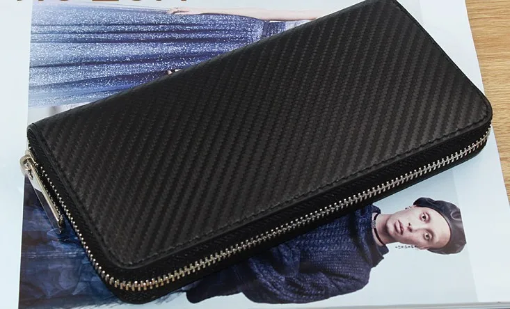 moto fashion luxury Carbon fiber long wallet men\'s and women\'s business zipper mobile phone bag multi card wallet standard