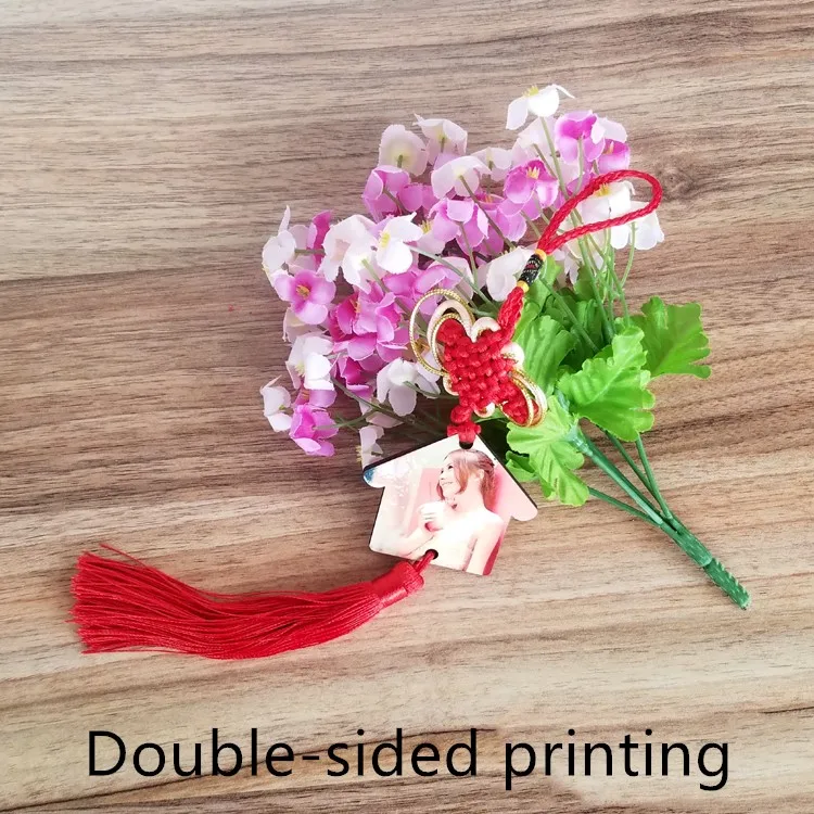 

Free Shipping 15pcs/lot New style Sublimation Blank MDF Chinese knot printed on both sides For Sublimation INK Print DIY Gifts