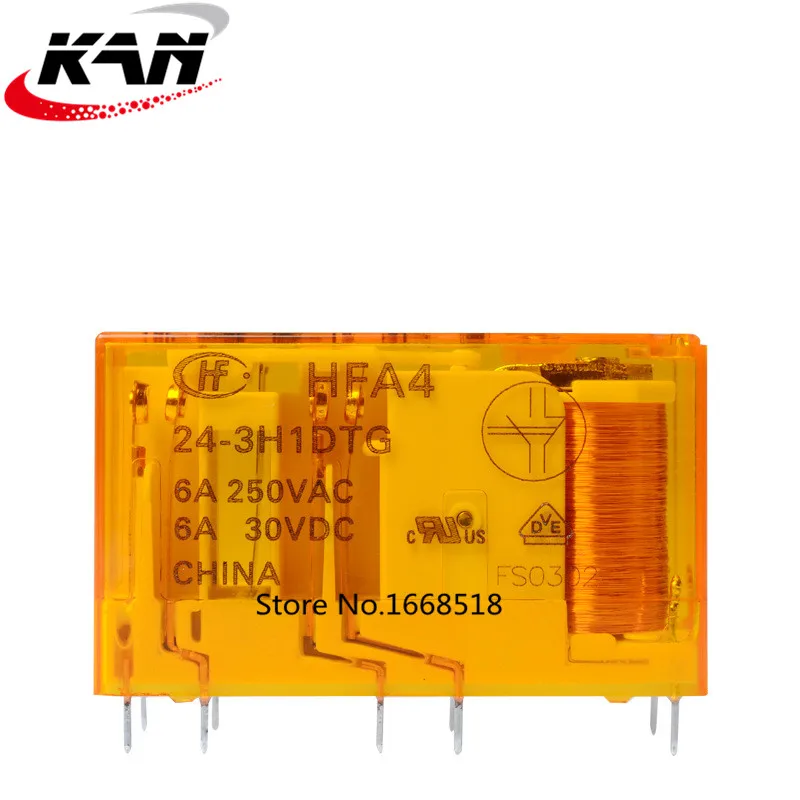 

10pcs Hongfa HFA4-24-3H1DTG safety relay 24VDC10 feet 3 open 1 close 6A250VAC relay