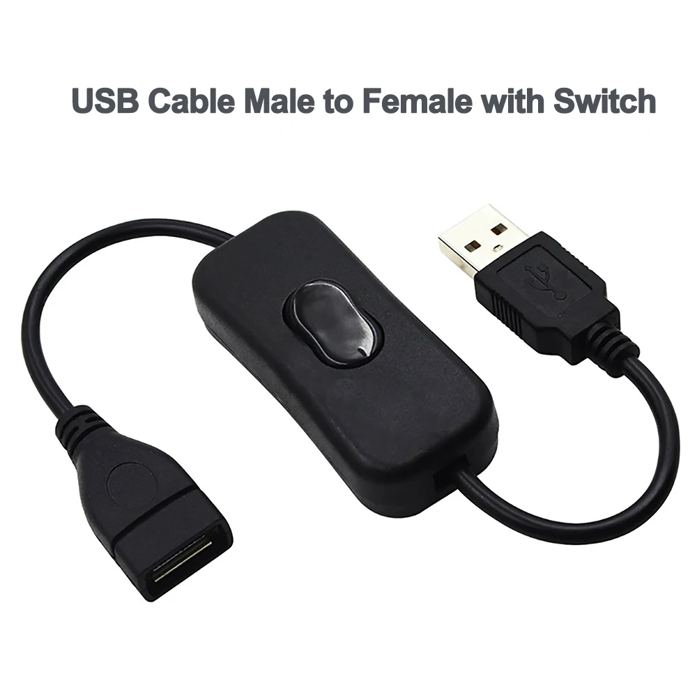 USB Cable 28cm USB 2.0 Male to Female Extension Extender Black Cable With Switch ON OFF Cable For USB Lamp USB Fan