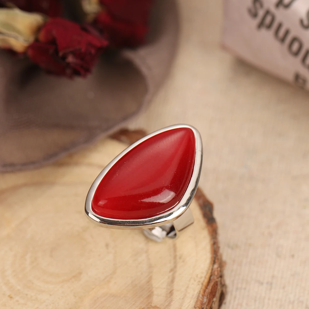 Anillo de ópalo ovalado grande de cristal blanco Chapado en plata Vintage bohemio para mujer, joyería de promesa de regalo, moda, 1 ud.