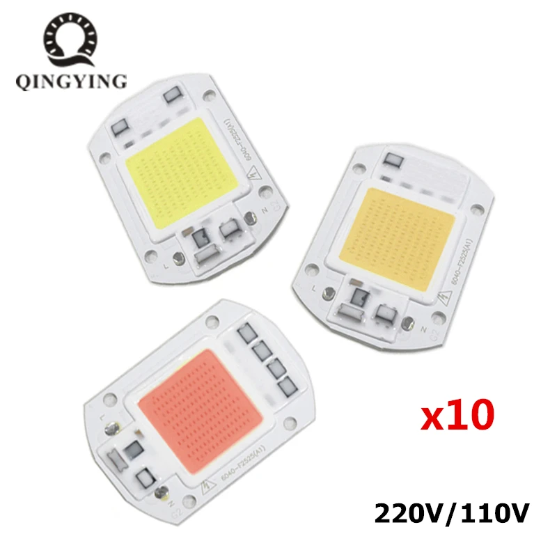 10 sztuk roślin oświetlenie LED do rosnącej zieleni 220V 110V 20W 30W 50W 3000K 6000K pełne spektrum 400-840nm Driverless COB LED chipy światła do ogrodu