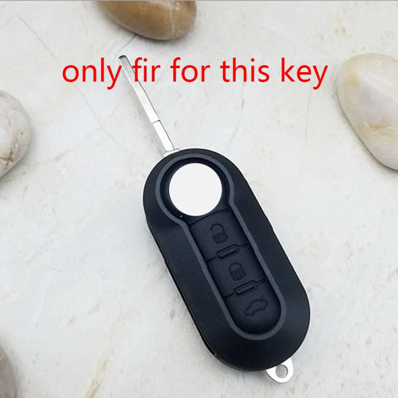 Silicone car key cover case shell for Fiat 500 Punto Panda  Bravo 3 button foldingKey Car Accessories