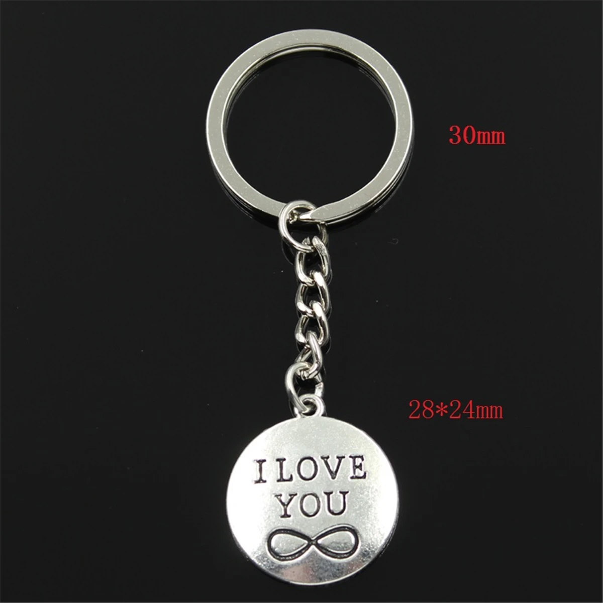 New Fashion Keychain 28x24mm I Love You Forever Infinite Pendants DIY Men Silver Color Car Key Chain Ring Holder Souvenir Gift