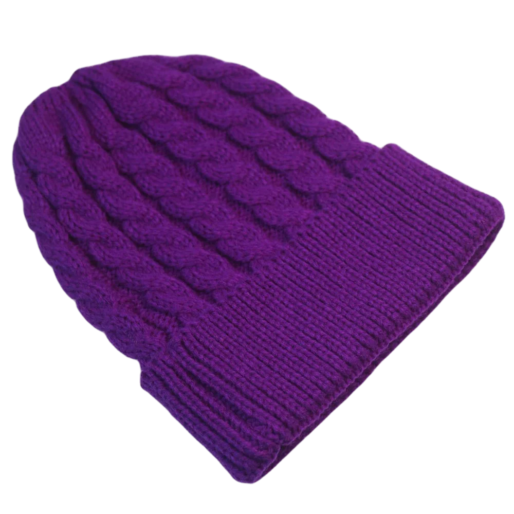 Acrylic Solid Cable Knit Beanies Blank Hats for Women Yellow Hot Pink Purple Single-layer Thin Style