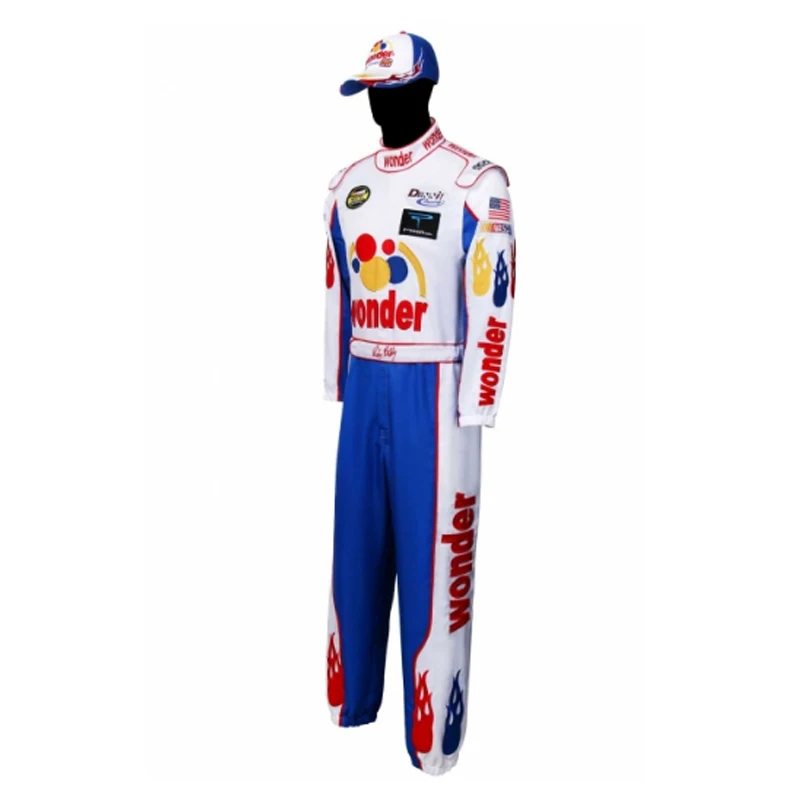 Ricky Bobby Cosplay Jumpsuits Talladega Nights Borduren Hoed De Ballad Van Ricky Bobby Racing Pak Met Cap Halloween Outfits