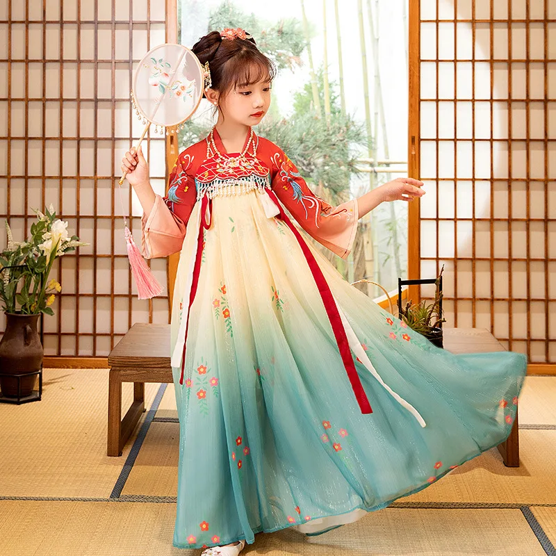 Kids Hanfu Chinese Traditional Folk Costume Girl Han Dynasty Dance Wear Lady Fairy Cosplay Clothes Oriental Ancient Prince Suit