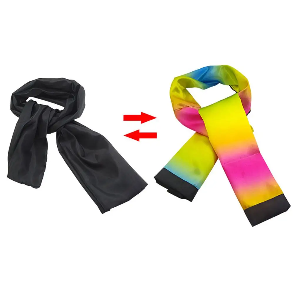 Magic Change Color Scarf Black to Rainbow Streamer Trick Stage Magician Props Kids Educational Toys for Children Gift