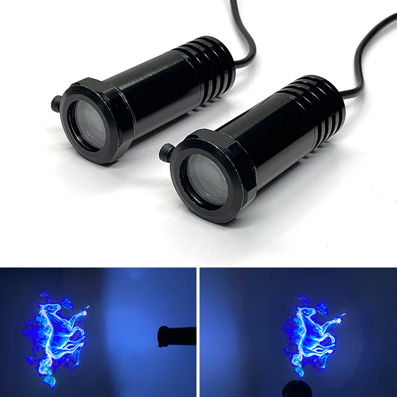 2x proyector láser Universal con cable para puerta de coche, luz LED de bienvenida con logotipo, estilo de coche, lámpara de sombra fantasma, accesorios para coche