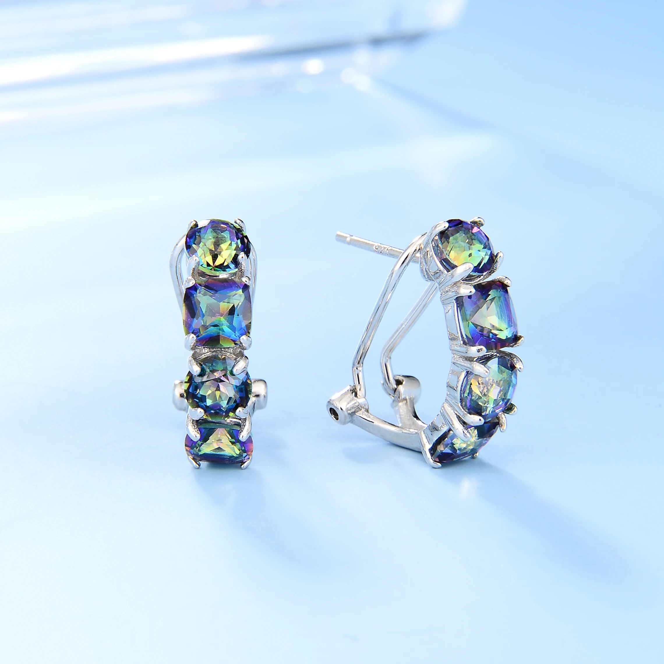 GEM'S BALLET Natural Peridot Black Garnet Mystic Topaz Women's Hoop Earrings 925 Sterling Silver Gemstone Earrings Fine Jewelry