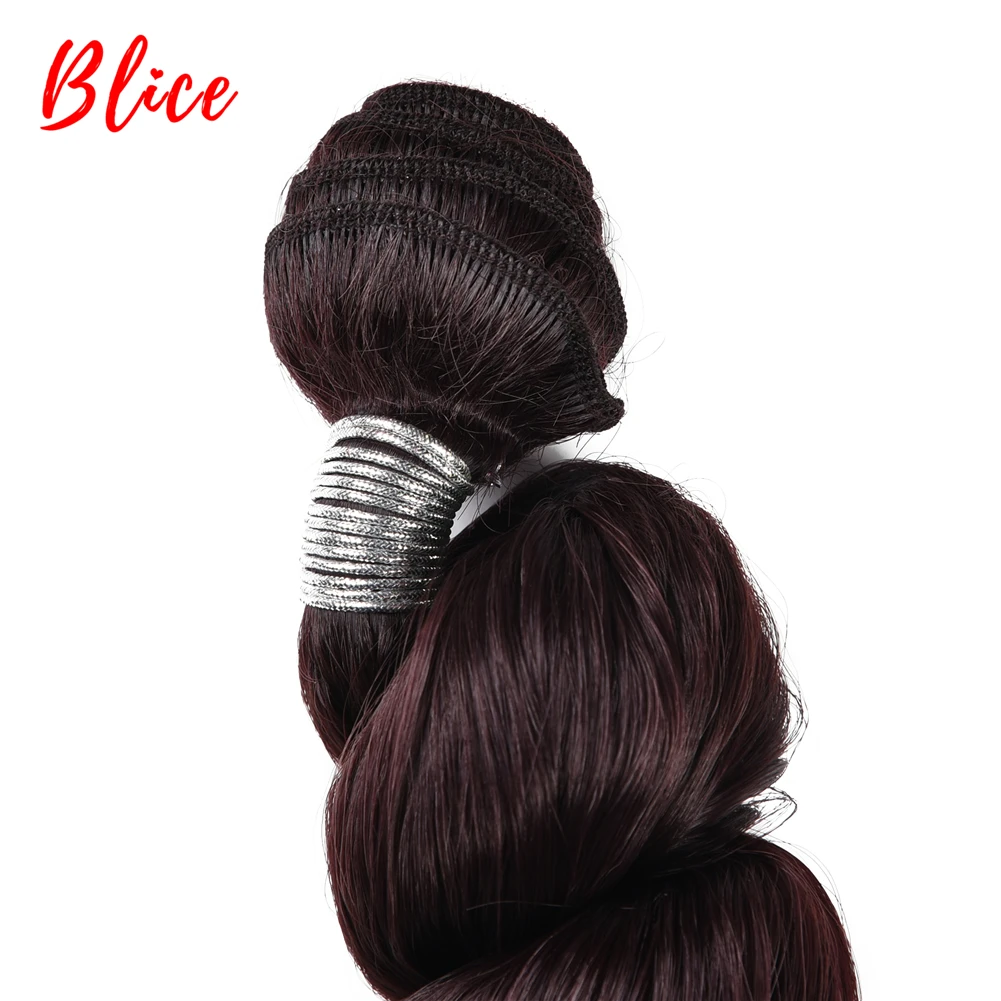 Blice 3pcs/Lot Synthetic Loose Wave Weaving With Double Weft Curly Hair Extensions Wine-Red Color Hair Bundles For Women 18\