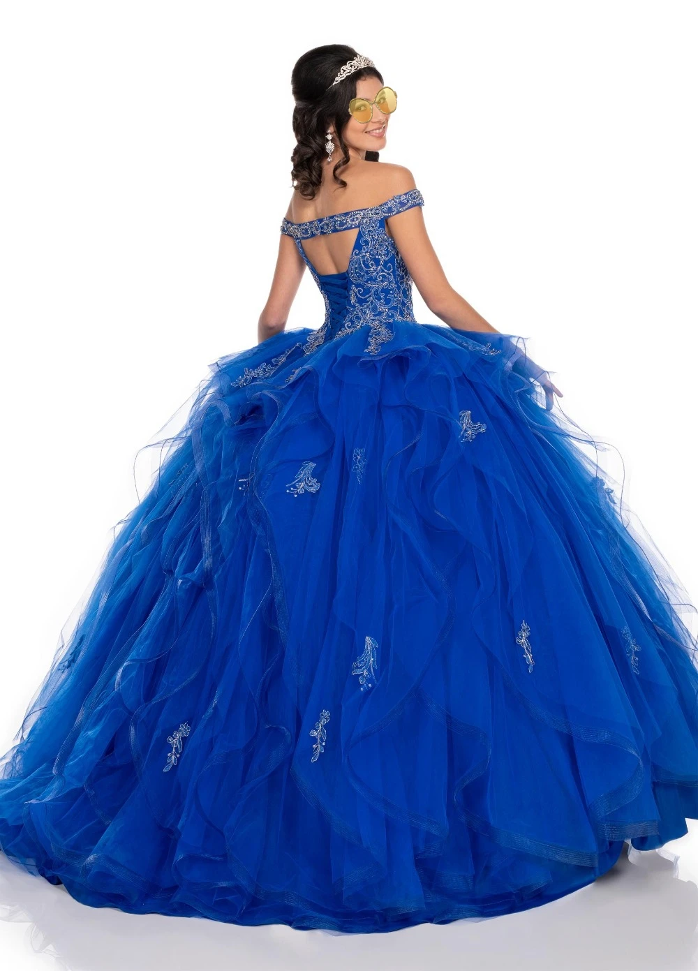 Роскошное бальное платье из органзы с бисером, платья для Quinceanera 2021, прозрачное вечернее платье с вырезом для выпускного вечера, платья для 15 лет, тюлевые платья с открытыми плечами