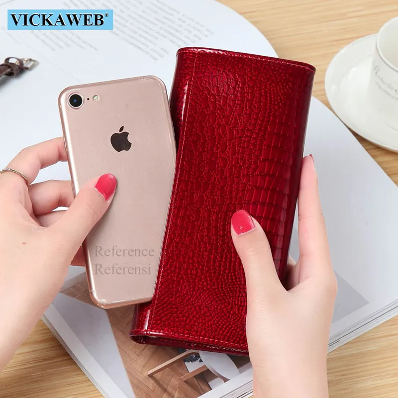 Free Gift Women Leather Wallet Classic Alligator Hasp Long Wallets Female Cards Holder Clutch Bag Fashion Cowhide Ladies Purses