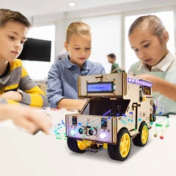 KEYESTUDIO Smart RV Robot Car Kit Motorhome House Car for Arduino Robot  STEM EDU Programming+25 Projects  for Kids Android/IOS