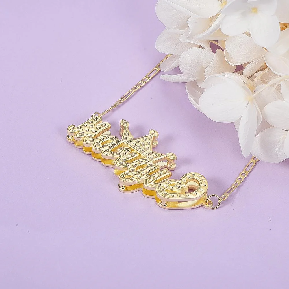 Custom Nameplate Necklace Double Plate With Crown Gold Plated Personalized Name Necklace Women Jewelry Gift Dropshipping